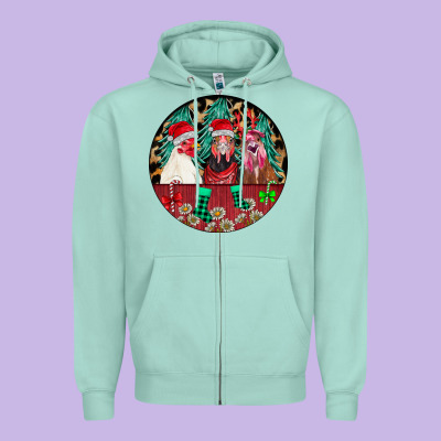 Chickens Zipper Hoodie Designed By Cowhidedigitalart