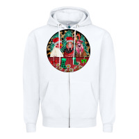 White Chickens Zipper Hoodie - CowhideDigitalArt