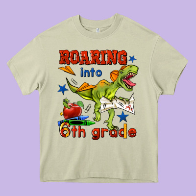 Roaring Into 6th Grade Heavy Core Tee Designed By Bundleandbundleshop