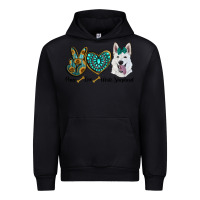 Black peace love white Sepherd Urban Hoodie - BarkalooDesign