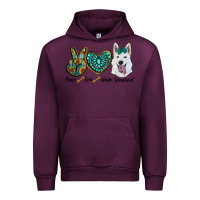 Mauve Wine peace love white Sepherd Urban Hoodie - BarkalooDesign
