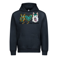 Navy peace love white Sepherd Urban Hoodie - BarkalooDesign