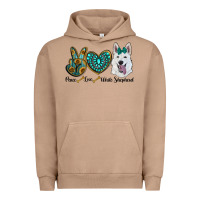 Pigment Burro peace love white Sepherd Urban Hoodie - BarkalooDesign