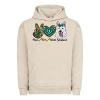 Pigment French Oak peace love white Sepherd Urban Hoodie - BarkalooDesign