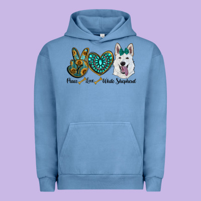 Peace Love White Sepherd Urban Hoodie Designed By Barkaloodesign
