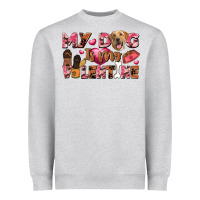 Heather Grey my dog is my valentine Heavyweight Sweatshirt - FaDigitalArtStudio