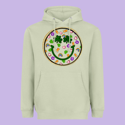 St Patrick S Day Smiley Face Heavyweight Hoodie Designed By Artiststas