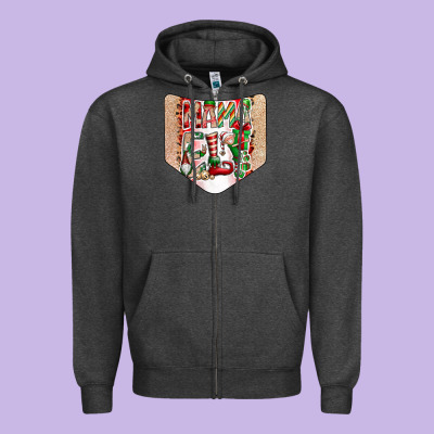 Christmas Pocket Zipper Hoodie Designed By Cowhidedigitalart