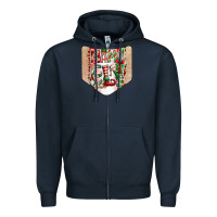 Navy Christmas Pocket Zipper Hoodie - CowhideDigitalArt