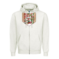 Oatmeal Heather Christmas Pocket Zipper Hoodie - CowhideDigitalArt