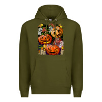 Army Green Halloween Pumpkins Premium Hoodie - BundleAndBundleShop