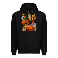 Black Halloween Pumpkins Premium Hoodie - BundleAndBundleShop
