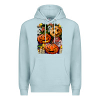Blue Mist Halloween Pumpkins Premium Hoodie - BundleAndBundleShop