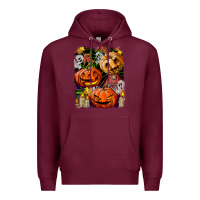 Burgundy Halloween Pumpkins Premium Hoodie - BundleAndBundleShop