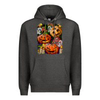 Charcoal Heather Halloween Pumpkins Premium Hoodie - BundleAndBundleShop