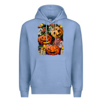 Colony Blue Halloween Pumpkins Premium Hoodie - BundleAndBundleShop