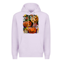Lilac Halloween Pumpkins Premium Hoodie - BundleAndBundleShop