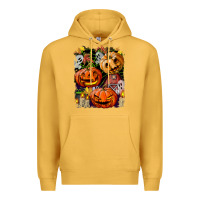 Mustard Halloween Pumpkins Premium Hoodie - BundleAndBundleShop