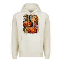 Oatmeal Heather Halloween Pumpkins Premium Hoodie - BundleAndBundleShop