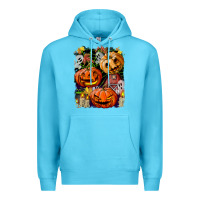 Ocean Blue Halloween Pumpkins Premium Hoodie - BundleAndBundleShop