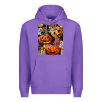 Purple Halloween Pumpkins Premium Hoodie - BundleAndBundleShop