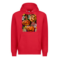 Red Halloween Pumpkins Premium Hoodie - BundleAndBundleShop
