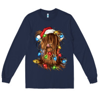 Navy christmas heifer cow gnome Long Sleeve Tee - CowGirlArtShop