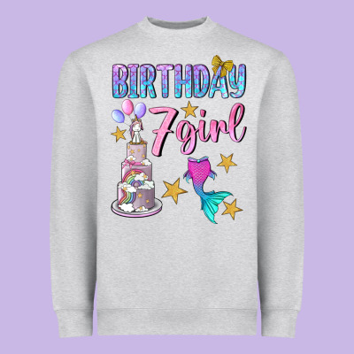 Birthday Girl 7 Heavyweight Sweatshirt Designed By Bundleandbundleshop