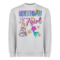 Heather Grey birthday girl 7 Heavyweight Sweatshirt - BundleAndBundleShop