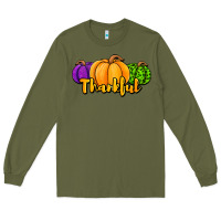 Army Green halloween pumpkins thankful Long Sleeve Tee - Jasminsmagicworld