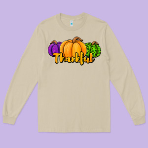 Halloween Pumpkins Thankful Long Sleeve Tee Designed By Jasminsmagicworld