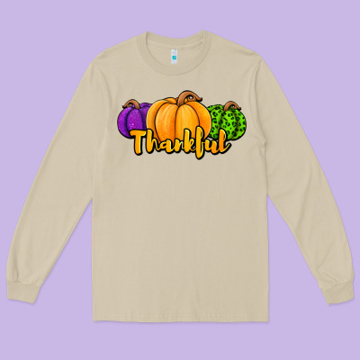 Halloween Pumpkins Thankful Long Sleeve Tee Designed By Jasminsmagicworld