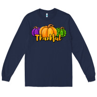 Navy halloween pumpkins thankful Long Sleeve Tee - Jasminsmagicworld