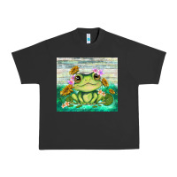 Pigment Black frog with sunflower Urban Heavy Tee - TumblerDesignByShophia