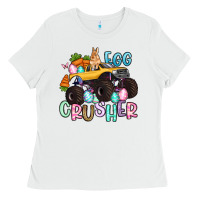 White egg crusher monster truck easter Ladies Tee - Artiststas
