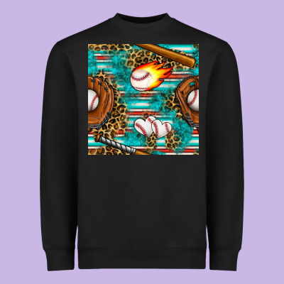 Baseball Glove And Bat With Serape Seamless Pattern Heavyweight Sweatshirt Designed By Bundleandbundleshop