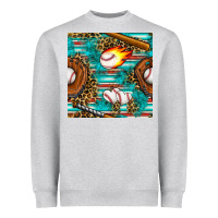 Heather Grey baseball glove and bat with serape seamless pattern Heavyweight Sweatshirt - BundleAndBundleShop