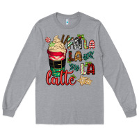 Heather Grey Fa la la la latte Long Sleeve Tee - CowGirlArtShop