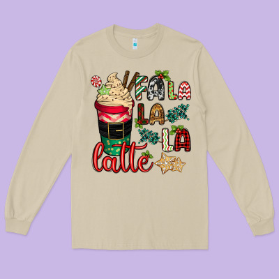 Fa La La La Latte Long Sleeve Tee Designed By Cowgirlartshop