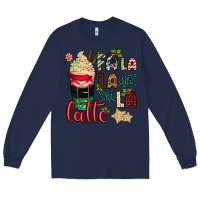 Navy Fa la la la latte Long Sleeve Tee - CowGirlArtShop
