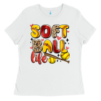White softball life Ladies Tee - Artiststas