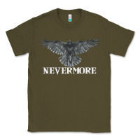 Army Green Hot Trend Raven Nevermore Poetry Halloween Edgar Allan Poe Classic Tee - lanVoArt