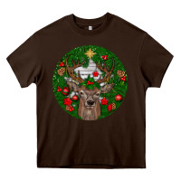 Chocolate Brown deer christmas Heavy Core Tee - BundleAndBundleShop