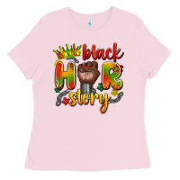 Bubblegum Pink black her story Ladies Tee - Artiststas