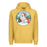 Antique Gold Christmas samoyed dog Premium Hoodie - FaDigitalArtStudio