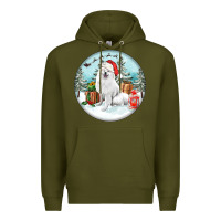 Army Green Christmas samoyed dog Premium Hoodie - FaDigitalArtStudio