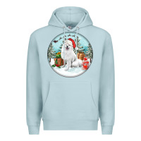 Blue Mist Christmas samoyed dog Premium Hoodie - FaDigitalArtStudio