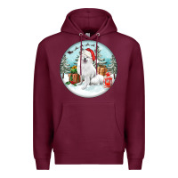 Burgundy Christmas samoyed dog Premium Hoodie - FaDigitalArtStudio