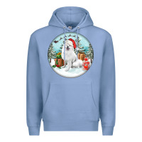 Colony Blue Christmas samoyed dog Premium Hoodie - FaDigitalArtStudio