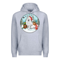 Heather Grey Christmas samoyed dog Premium Hoodie - FaDigitalArtStudio